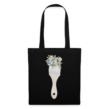 Pinsel-Blumenstrauß - Stoffbeutel - Schwarz - Vorne