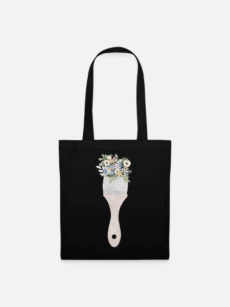 Pinsel-Blumenstrauß - Stoffbeutel - Schwarz