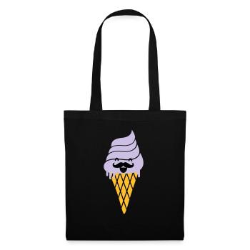 ice cream with moustache - Eis mit Bart - Stoffbeutel - Schwarz - Vorne