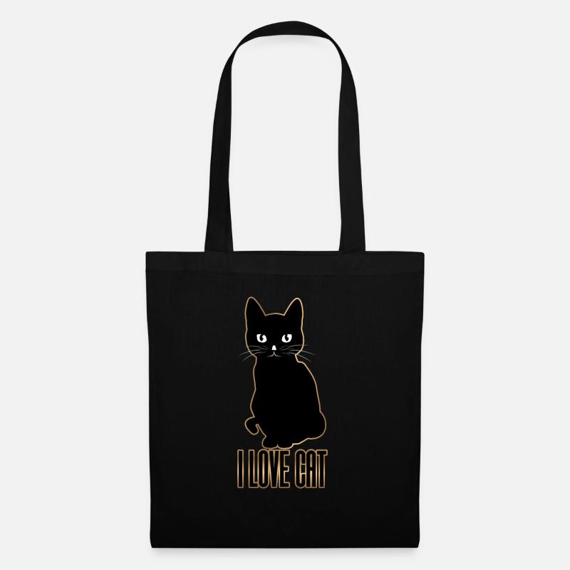 I love Cat-katze - Stoffbeutel - Schwarz