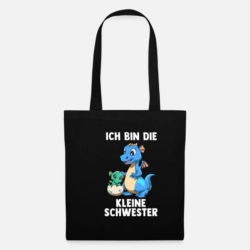Drachen kleine Schwester - Ich bin der kleine - Stoffbeutel - Schwarz