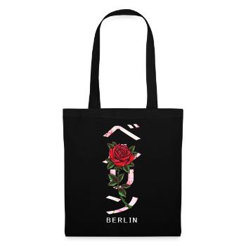 Berlin in Japanese with roses and cherry blossoms - Tote Bag - black - Front