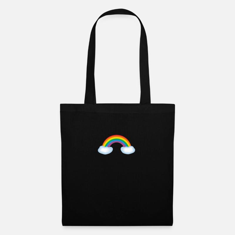 Regenbogen mit Wolken - Stoffbeutel - Schwarz