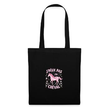 J'Peux Pas J'Ai Cheval, Rose - Sac en tissu - noir - Devant