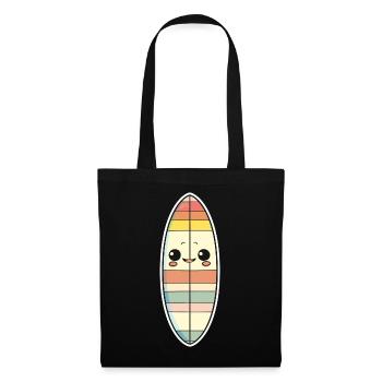 Surfbrett Comic Stil - Stoffbeutel - Schwarz - Vorne
