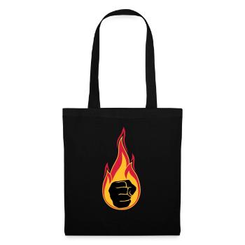 hot flames burn fire fist hand clenched - Tote Bag - black - Front