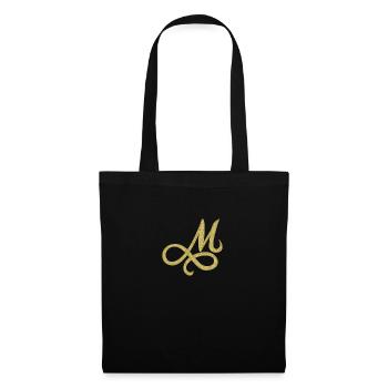 M - gold, letter, alphabet, monogram - Stoffbeutel - Schwarz - Vorne