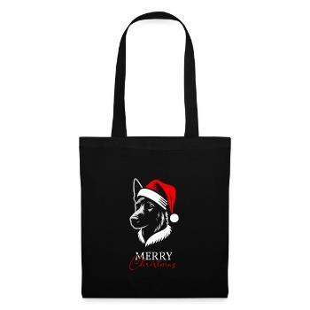Malinois Joyeux Noël, Tête de Chien - Sac en tissu - noir - Devant