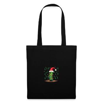 Gurke Weihnachtslichter hässlicher Weihnachtsmütze - Stoffbeutel - Schwarz - Vorne