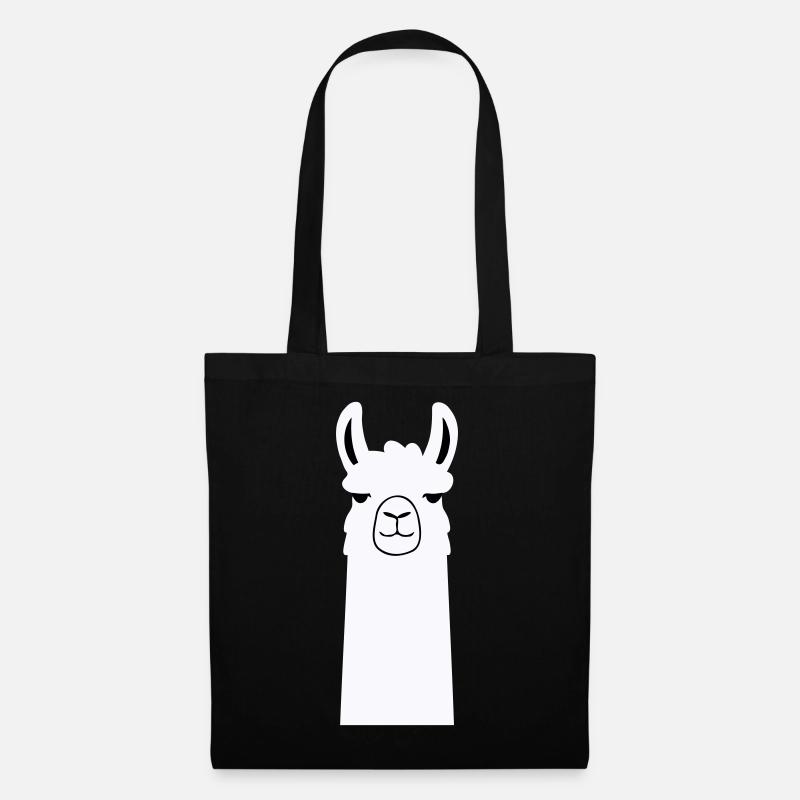 Adorable Cartoon Llama - Tote Bag - black