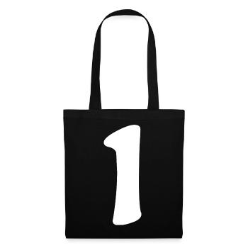 Eins: Minimalistische Ziffer 1 | Erster - Stoffbeutel - Schwarz - Vorne