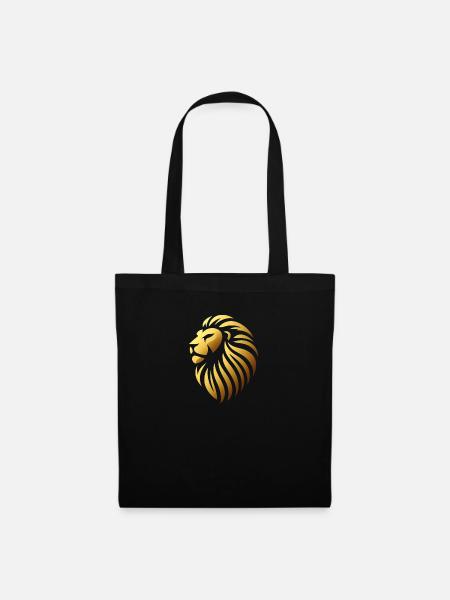 Löwe - Löwenkopf - Der König der Tiere - Lion-Head - Stoffbeutel - Schwarz