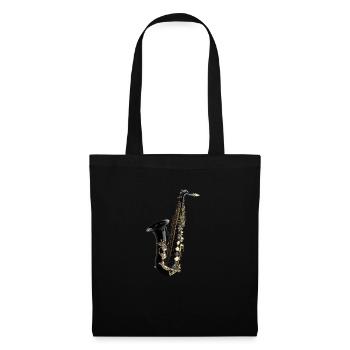 hyper realistic black saxophone jazz music - Stoffbeutel - Schwarz - Vorne