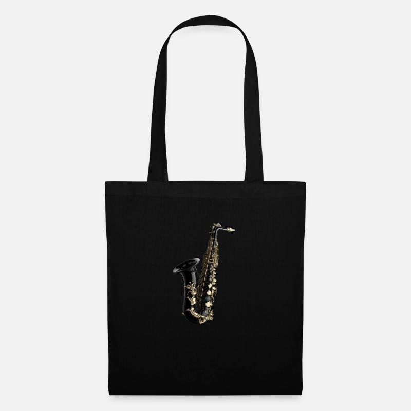 hyper realistic black saxophone jazz music - Stoffbeutel - Schwarz