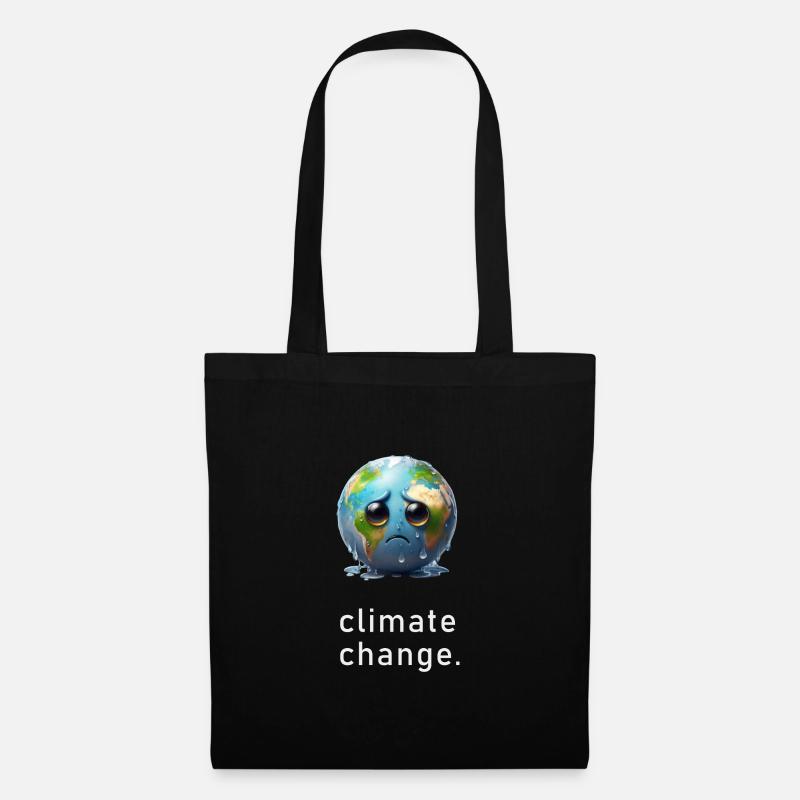 Weinende traurige Erde Klimawandel - Stoffbeutel - Schwarz