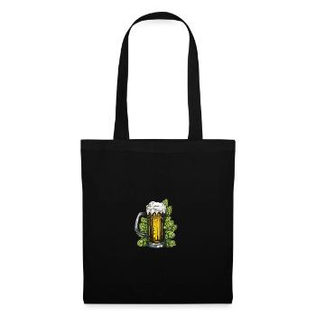 Hopfen Bierglas - Stoffbeutel - Schwarz - Vorne