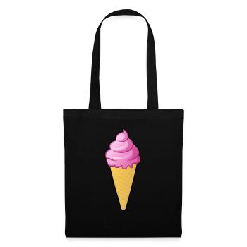 Himbeeren Eis Kostüme Eiscreme Himbeereis Eistüte - Stoffbeutel - Schwarz - Vorne