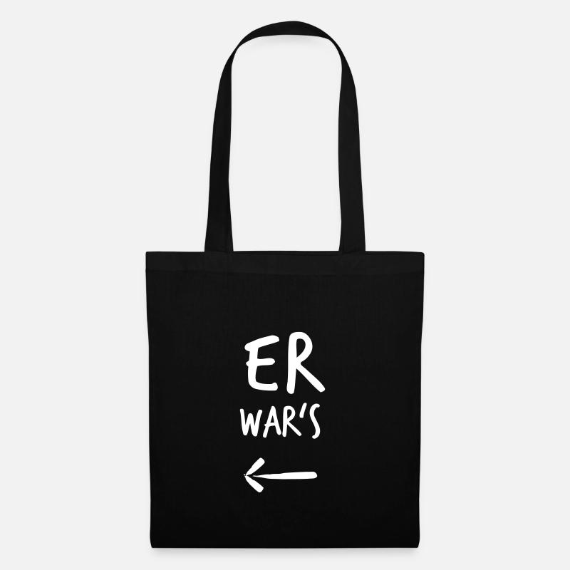 Er war's! // Pfeil links <-- - Stoffbeutel - Schwarz