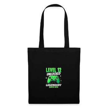 Level 12 Birthday Boy Gamer 12th Birthday - Tote Bag - black - Front