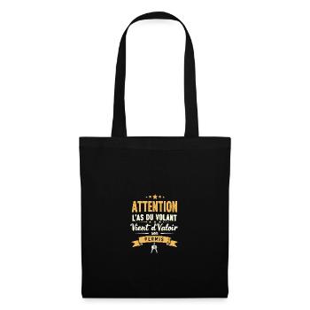 Permis Conduire - Humour Jeune Conducteur - Sac en tissu - noir - Devant