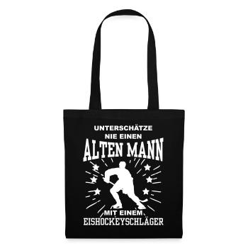 Unterschätze nie einen Mann mit Eishockeyschläger - Stoffbeutel - Schwarz - Vorne