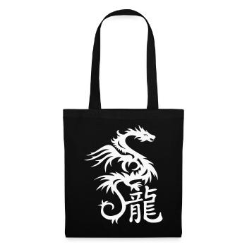 Dragon avec caractères chinois - Sac en tissu - noir - Devant
