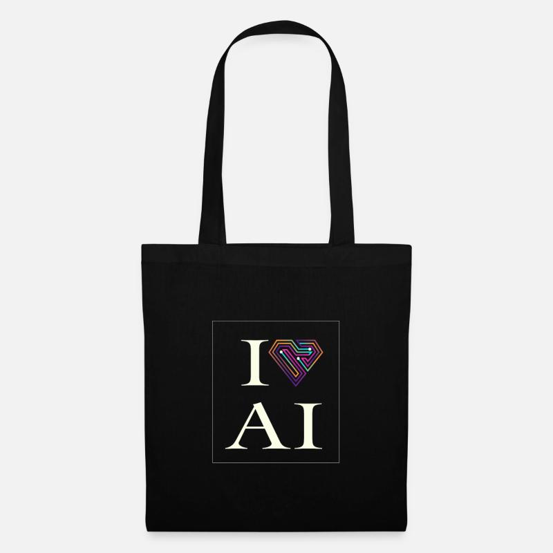 I love AI - Artificial Intelligence ML Technologie - Stoffbeutel - Schwarz