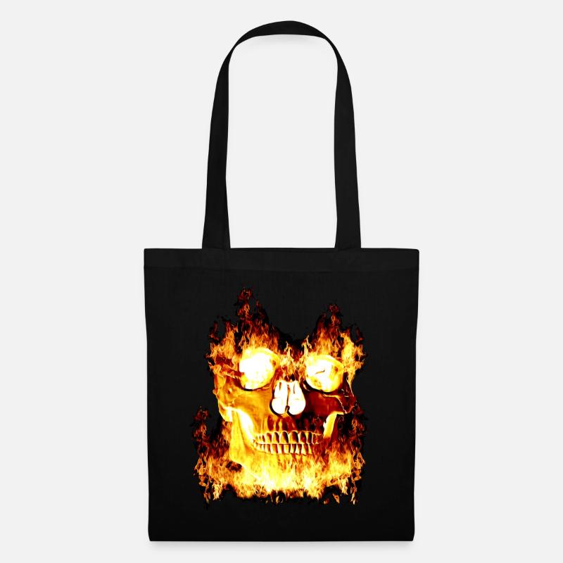 Burning skull - Tote Bag - black
