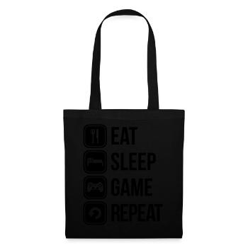 eat sleep game repeat spiele - Stoffbeutel - Schwarz - Vorne