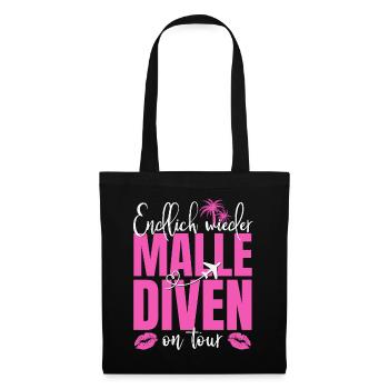 Mallorca Spruch Endlich Wieder Malle Diven On Tour - Stoffbeutel - Schwarz - Vorne