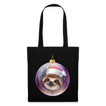 Drôle de paresseux pour Noël - Sac en tissu - noir - Devant