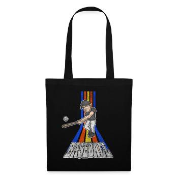 Baseball Baseballspieler USA Sport Vintage Retro - Stoffbeutel - Schwarz - Vorne