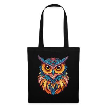 Owl Animal Bird Nature Wilderness Mysticism Colorful Art - Tote Bag - black - Front