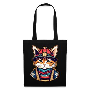 Cute samurai cat - Tote Bag - black - Front