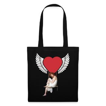 Coeur Fille Femme Ailes Fantaisie Saint-Valentin Fantaisie - Sac en tissu - noir - Devant