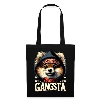 Petit cadeau de chien Spitz Gangsta Gangster - Sac en tissu - noir - Devant
