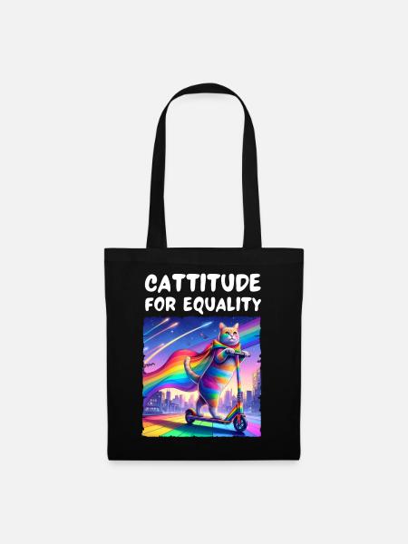 La fierté gay. Cattitude pour l’égalité - Sac en tissu - noir