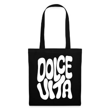 Retro Blockschrift Schwarzweiß Dolce Vita  - Stoffbeutel - Schwarz - Vorne