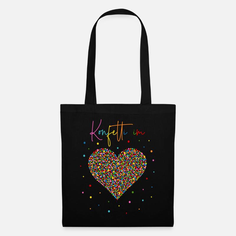 Konfetti im Herzen - Stoffbeutel - Schwarz