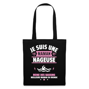 Je suis une maman nageuse, cadeau fête des mères - Sac en tissu - noir - Devant