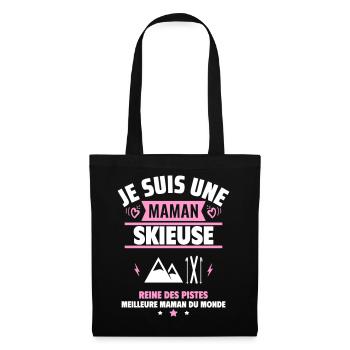 Je suis une maman skieuse, cadeau fête des mères - Sac en tissu - noir - Devant