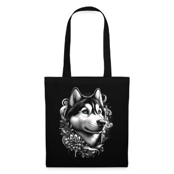 Husky with blue eyes in street style - Tote Bag - black - Front