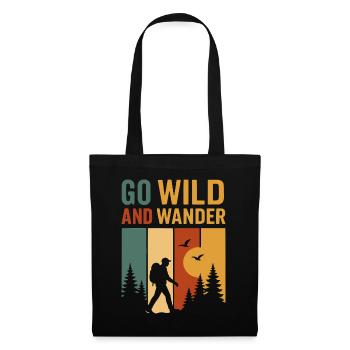 Go Wild and Wander – Natur erleben im Retro-Style - Stoffbeutel - Schwarz - Vorne