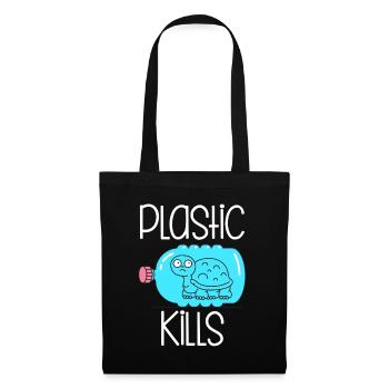 Le plastique tue - Sac en tissu - noir - Devant