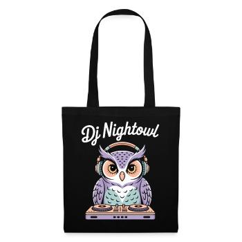 DJ Nightowl owl with headphones at the mixer - Tote Bag - black - Front