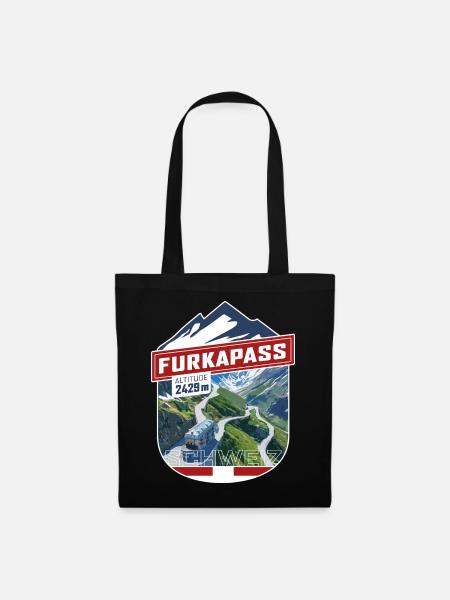 Sticker_CH_Furka - Stoffbeutel - Schwarz