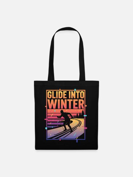 Langlauf Glide Into Winter Neon Retro - Stoffbeutel - Schwarz