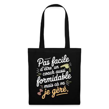 Coach formidable – Citation douce & humour - Sac en tissu - noir - Devant