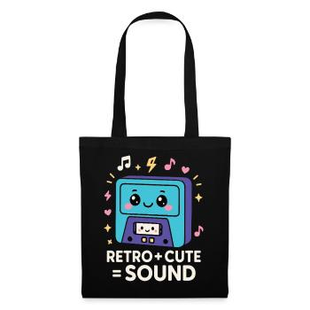 Retro + Niedlich = Klang – Vintage Kawaii Kassette - Stoffbeutel - Schwarz - Vorne