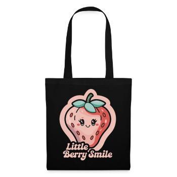 Petit sourire aux baies - Fraise - Sac en tissu - noir - Devant